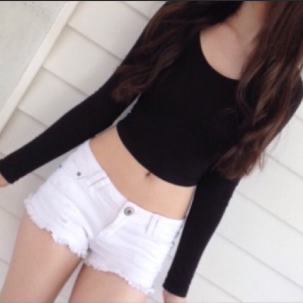 White jean shorts